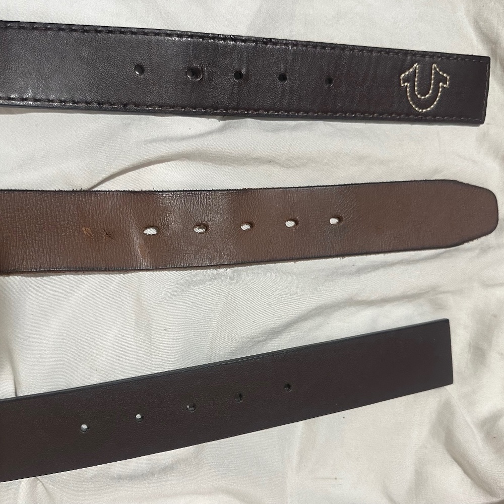 Men’s belts True Religion and Timberland